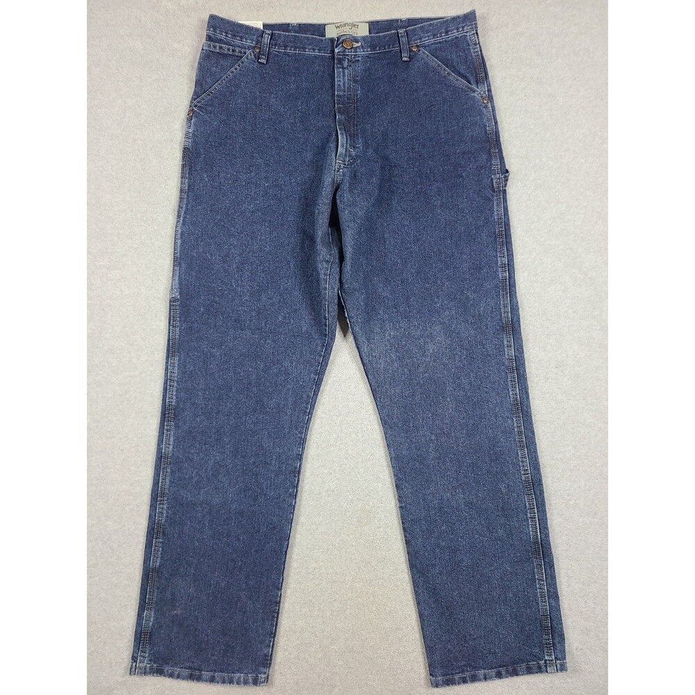 Wrangler Bootcut Jeans Mens Size 38x34 Blue Dark Wash Authentics Relaxed Fit NEW